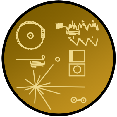 a drawing of the Voyager golden record.